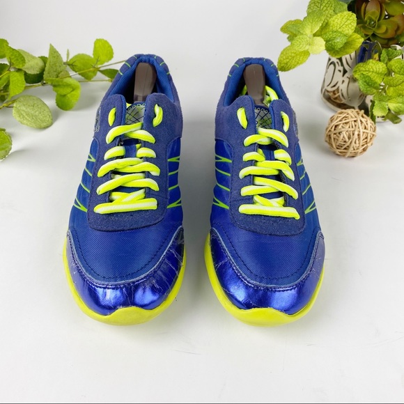 Coach Darla Sneaker Lace Up Tennis Shoe Blue Neon - Picture 2 of 8